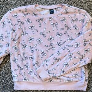 Bow Print Fleece Sweatshirt